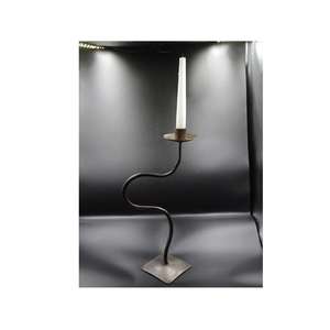 Decorative <b>silver</b> metal <b>candle</b> <b>holder</b> with shimmering finish artisan detailing and refined elegance for weddings - Product Image 4