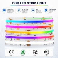 Tira de Luces LED RGBIC COB, 420 LED/m, Direccionable, con Efecto de Persecución, DC 12V/24V, Cortable cada 10mm, Tira Inteligente para Decoración del Hogar