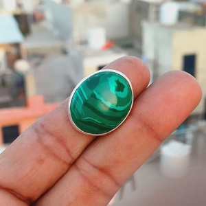 Bague en pierres précieuses malachite naturelle Bagues en argent sterling 925 Vente en gros de bijoux fins en argent - Product Image 5