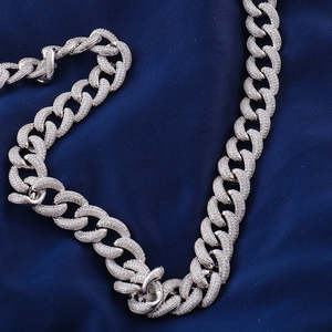 Collares de Cadena Cubana de Oro Blanco Personalizados de Hip Hop Youth Force - Product Image 2