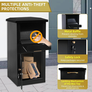 JH-Mech personalizado al por mayor al aire libre resistente impermeable buzón negro montado en la pared impermeable paquete Drop Box - Product Image 4
