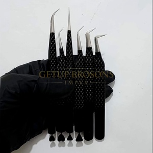 Meilleures pinces à cils GETUP BROSONS IMPEX GBI-EET 10 mm avec isolation, courbure 45°, pointe lisse en acier inoxydable noir personnalisé - Product Image 6