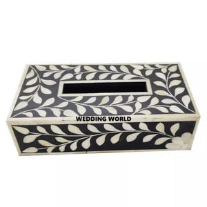 Boîte à mouchoirs en bois enduit de poudre blanche de luxe classique élégant fait à la main hôtel et articles ménagers nouvelle boîte à mouchoirs en bois en gros - Product Image 6