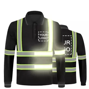 Construction uniforms shirt Long sleeve hi vis reflective men road safety t-shirt Hi Vis Reflective Safety Clothing