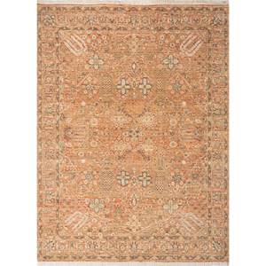 Alfombra Afgana de Lana Tejida a Mano, Estilo Clásico Erbe, Color Rojo Naranja, Modelo ENM-8040, Tejido Plano con Medallón Grande para Sala de Estar, Hogar - Product Image 1