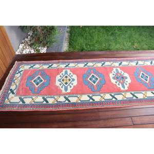 Alfombra Vintage de 2.8x9.8 pies, Alfombra Turca, Alfombra de Lana Roja Marroquí - Product Image 5