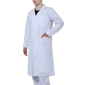 Bata de laboratorio unisex personalizada para hombre y mujer, ropa médica de algodón de manga larga blanca para médico y enfermera, uniforme de hospital - Product Image 1