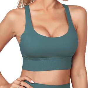 Sujetador deportivo personalizado con estampado de sublimación de Yoga Fitness de apoyo completo Sujetador deportivo de material de poliéster Spandex para mujer OEM - Product Image 5