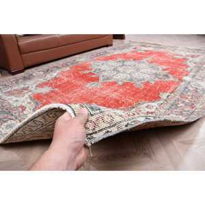 Rug, 6.1x9.9 ft Turkish Rug, <b>Red</b> Striped Rug <b>Wool</b> - Product Image 3