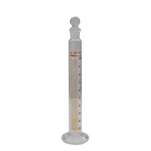 Cylindre de mesure tactique en verre borosilicate, avec bouchon à Joint en verre au sol et Base ronde - Product Image 3