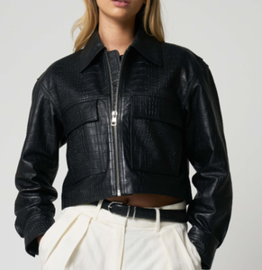 เสื้อผ้าสตรีทแวร์หนังแกะโครโกเสื้อแจ็คเก็ตไซส์ใหญ่ - Product Image 2