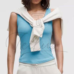 Best Quality Custom Design Women's Streetwear Tank <b>Tops</b> with Hole Detail 100% Cotton Custom Logo - Product Image 4