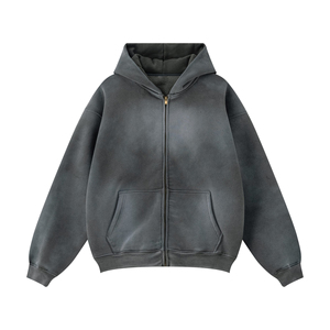 Venta al por mayor de sudaderas con capucha francesas personalizadas de alta calidad para hombre de talla grande chándal bordado hombro caído liso recortado con capucha - Product Image 2