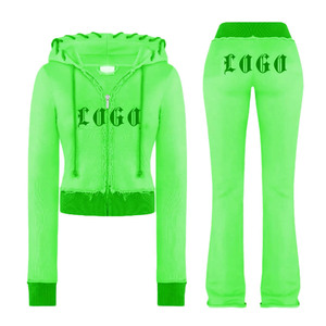 Ensemble de tissu gaufré en molleton uni respirant et décontracté pour femmes, sweat à capuche en coton long, pantalon de survêtement, survêtement de jogging, personnalisé unisexe - Product Image 4