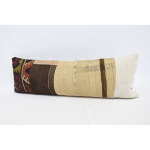 Almohada Kantha de lana Beige, 12x36 pulgadas, estampado cuadrado bordado Vintage, ropa de cama portátil Kantha tejida con mechones, suelo de Navidad - Product Image 4