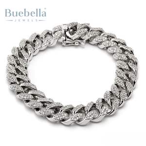 Gran oferta, pulsera cubana Miami de 15mm para hombre, oro de 18 quilates y plata 925 chapada con piedra de moissanita para regalos y fiestas - Product Image 4