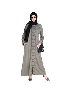 Hot Selling Modern Casual Dubai Style Abaya <b>Linen</b> Button Front Open Modest <b>Dress</b> for Muslims Inspired by Turkey Style - Product Image 3