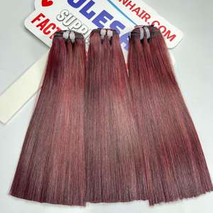 VENTE CHAUDE!! Os vietnamien droit Ombre couleur Orange et noir couleur machine trame extension de cheveux de haute qualité - Product Image 4