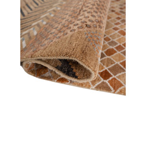 Manchaha Gold Hand Knotted Wool & Bamboo Silk Rug Modern Floral Geometric Design <b>Washable</b> Carpet for Home Use for Teens-Les-2742 - Product Image 2
