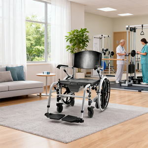 Chaise de toilette médicale robuste 3-en-1 de haute qualité avec roulettes pour personnes âgées, soins à domicile, en stock - Product Image 4