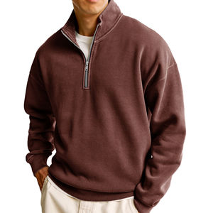 Personalizable de gran tamaño de los hombres de media cremallera Mock Neck Pullover Sudadera de alta calidad de lana Mock Neck Zipper para los hombres - Product Image 6