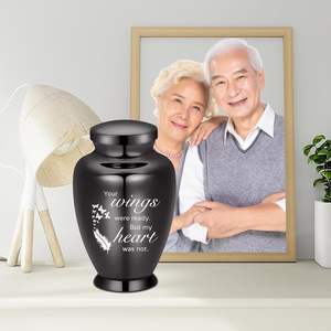 Black Your Wings Urna de acero inoxidable para cenizas humanas para mujeres Hombres Entierro Funeral Urnas decorativas Cenizas Recuerdo Urna de tamaño personalizado - Product Image 4