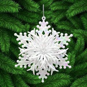 Décoration de Noël et du Nouvel An, paillettes blanches, champagne argenté, paillettes blanches, acrylique transparent plaqué iridescent, ornement flocon de neige 3D - Product Image 5