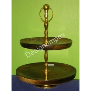 Plateaux en bois pour servir les aliments, décoration de table pour fête d'anniversaire, support à gâteau à 2 étages, respectueux de l'environnement - Product Image 4