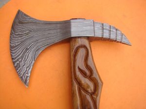 Handmade Damascus Steel <b>Viking</b> <b>Axe</b> Custom Industrial Grade Outdoor Camping Hatchet with Wood Handle Leather Case Hot Selling - Product Image 3