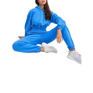 ชุดวอร์มสีน้ำเงินสำหรับผู้หญิง,ชุดวอร์มฟิตเนสลำลองดีไซน์เปล่า - Product Image 3