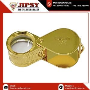 แว่นขยายแบบพกพา Jipsy Metal Industries ขนาด 18 มม. กำลังขยาย 10 เท่า ดีไซน์เจียระไนเพชร ชุบโครเมียม แบบพับได้ สำหรับงานอัญมณี - Product Image 2