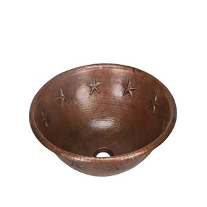 Cocina Baño Moderno Hecho a mano Cobre Metal Relieve Diseñador Fregadero para forma ovalada Calidad Premium con base de acero inoxidable - Product Image 1