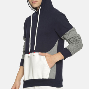 Sweat à capuche sportif et décontracté en coton mélangé Basics Sweat à capuche unisexe bicolore à couleur bloquée - Product Image 5