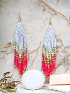 ต่างหูลูกปัดแบบดีไซน์ใหม่ต่างหูลูกปัดแบบอินเดียต่างหูลูกปัดแบบแฮนด์เมดต่างหูลูกปัดฮิปปี้จากอินเดีย - Product Image 4