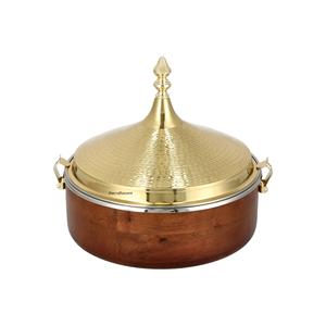 Venta caliente Premium Gold Finished Food Warner de acero inoxidable con soporte Cazuela de calidad premium con servidor de alimentos de forma redonda - Product Image 5