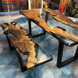 Table de salle à manger ou table basse en bois de noyer américain avec résine époxy, pour la décoration de la maison et du salon - Product Image 3