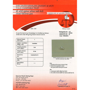 ไข่มุกน้ำจืดบาร็อคสีขาวธรรมชาติขนาด 7-8 มม. เม็ดเดี่ยว (7.63 กะรัต) - Product Image 4