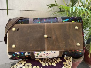 ออกแบบใหม่จริง Cowhide หนังกระเป๋าเดินทางกระเป๋าโลหะขนสัตว์ทําด้วยมือกระเป๋า Unisex กระเป๋าเดินทางขนาดใหญ่หลายใช้ผมบนซ่อนขนสัตว์ - Product Image 6