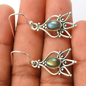 ต่างหูอัญมณีลาบราดอร์ธรรมชาติทำจากเงิน925ดีไซน์หรูหรามาใหม่ต่างหูห้อยดูคลาสสิกสำหรับผู้หญิงเครื่องประดับเด็กผู้หญิง - Product Image 3