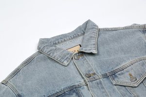 Vestes en jean pour hommes Tissus denim effilochés avec poches lavées vintage personnalisées - Product Image 3