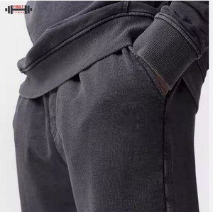 Best Quality Men's Winter Plus Size Acid Wash <b>Tracksuit</b> Sets Breathable 100% Cotton Windproof Quick Dry for Sporting Jogging - Product Image 4