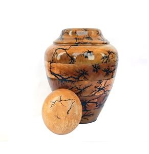 Urnas de cremación para adultos de madera para quemar fractal para cenizas, urna funeraria con tapa roscada para cenizas humanas, urna para mascotas - Product Image 1