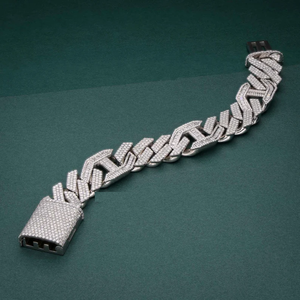 14K Plaqué Or Blanc VVS Moissanite Diamant Cubain pour Bracelet Argent Sterling 925 Hip Hop Bijoux de Mode Style Glacé - Product Image 3