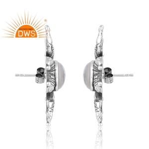 Meilleure vente de boucles d'oreilles en argent sterling oxydé avec cristaux naturels et pierres précieuses, quartz, fabricant de bijoux personnalisés - Product Image 3