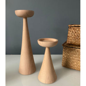 Indian Handmade Ivory-<b>Coloured</b> <b>Wooden</b> Modern Luxury Candlestick Holder with Customized Color for Home Kitchen Decor - Product Image 1