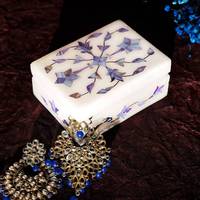 Cajas de joyería con Incrustaciones de nácar hechas a mano de lujo indio Material de mármol para collar decoración del hogar caja de regalo por mayorista