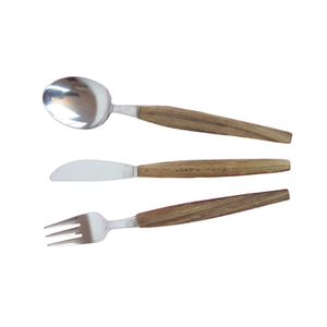 Ensemble de couverts en acier inoxydable avec manche en bois élégant Ensembles de couverts parfaits pour les ustensiles de cuisine et les accessoires de vaisselle d'hôtel - Product Image 1