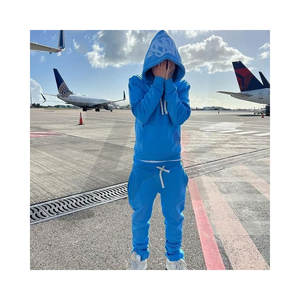 Ensemble de survêtement d'hiver unisexe 100% coton écologique, respirant, uni, veste et pantalon, jogging sportif, streetwear à capuche - Product Image 6