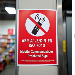 ASR A1.3/DIN EN ISO 7010 Foil <b>Wall</b> Sticker Mobile Communications Prohibited Sign - Product Image 2
