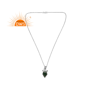 สร้อยคอจี้อัญมณีมรกตสีเงินธรรมชาติผลิตตามสั่งดีไซน์ล่าสุด - Product Image 1